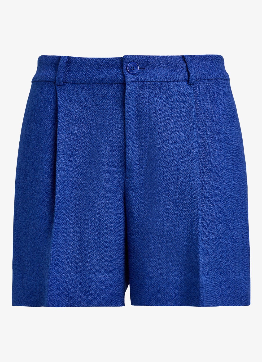 Ralph Lauren High waist loose fit korte broek in linnenblend  - voorkant kobaltblauw