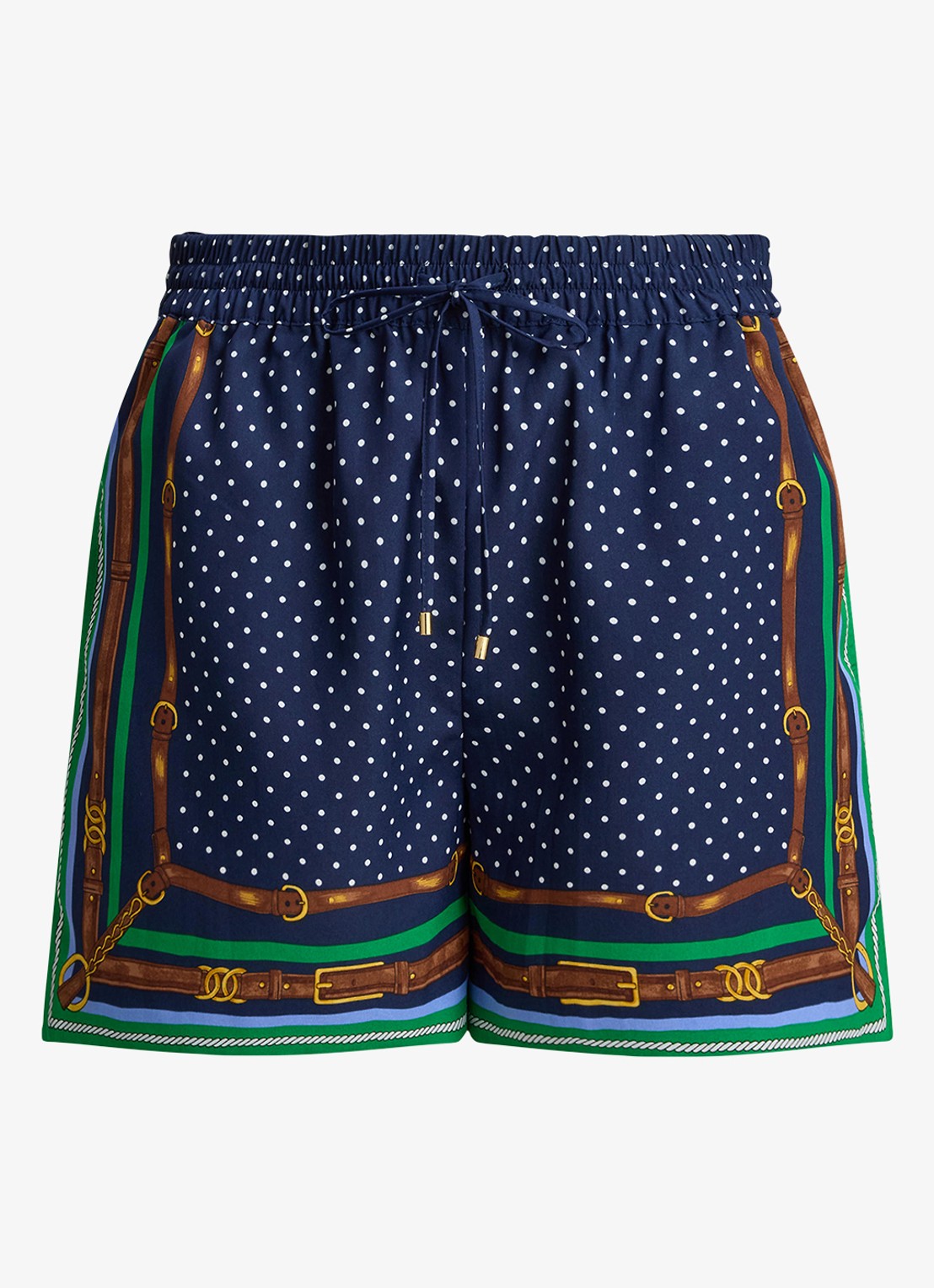 Ralph Lauren High waist regular fit korte broek met print - voorkant 3 blue multi / blauw