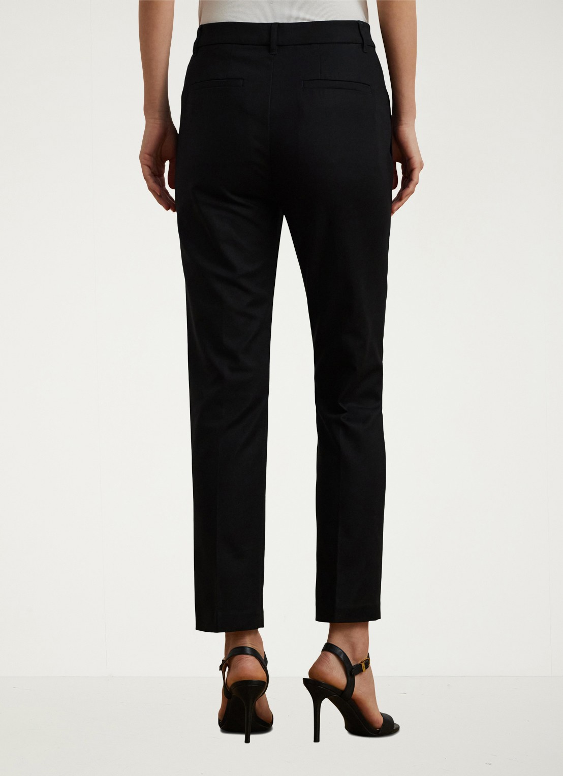 Ralph Lauren High waist slim fit cropped pantalon met steekzakken - achterkant 3 zwart