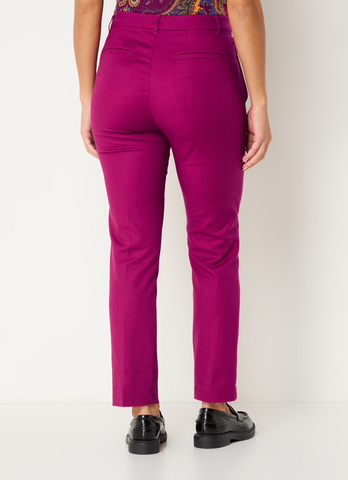 Ralph Lauren High waist slim fit cropped pantalon met steekzakken - achterkant 4 donkerroze