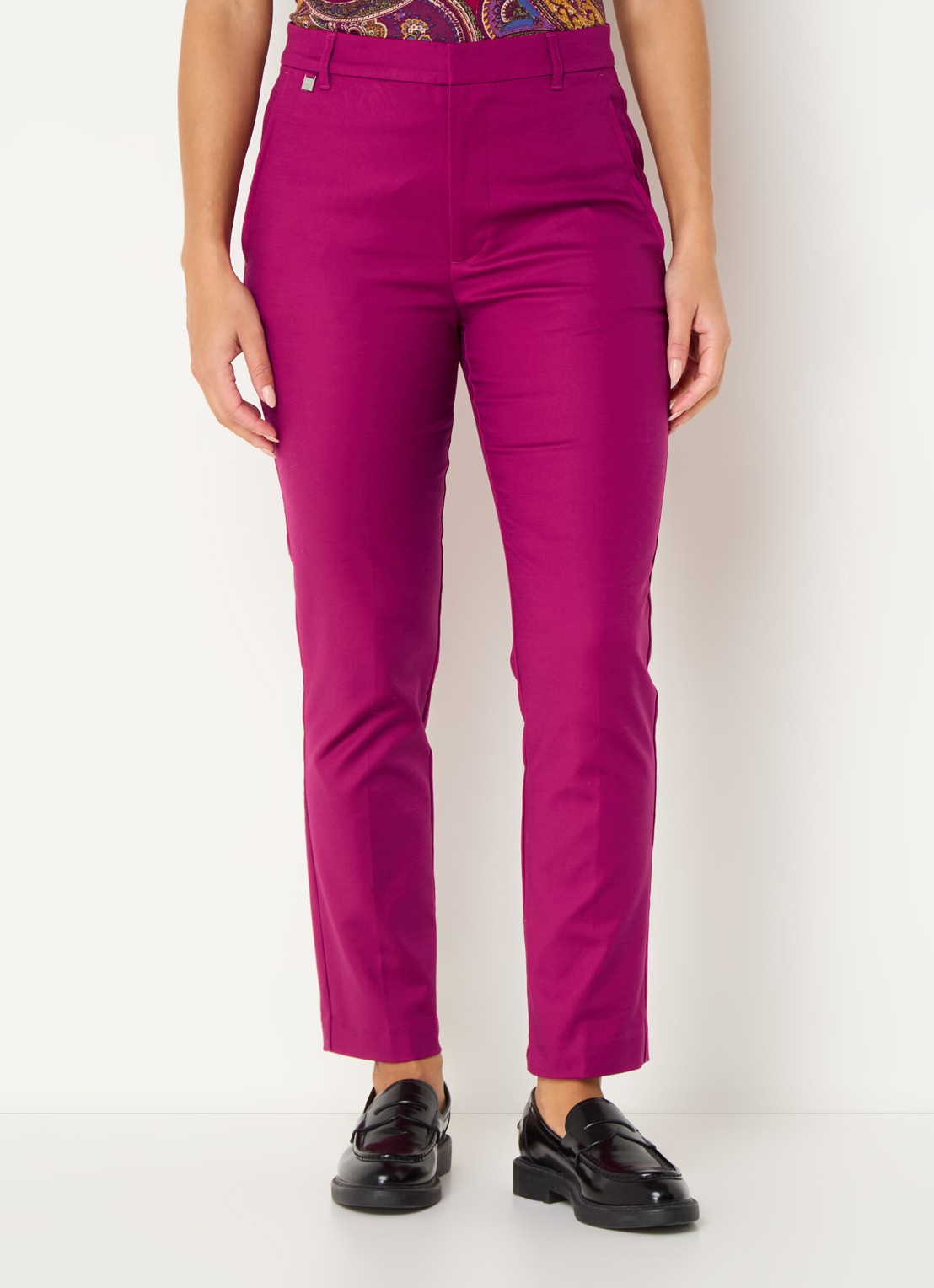 Ralph Lauren High waist slim fit cropped pantalon met steekzakken - detail 3 donkerroze