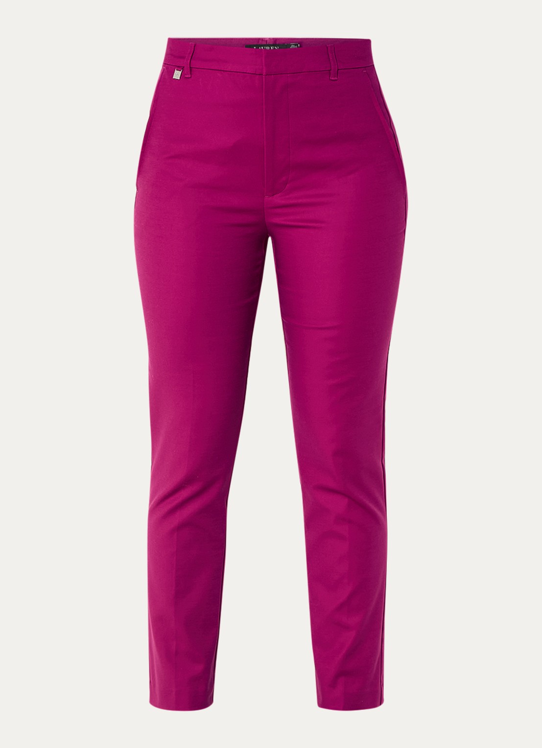 Ralph Lauren High waist slim fit cropped pantalon met steekzakken - voorkant donkerroze