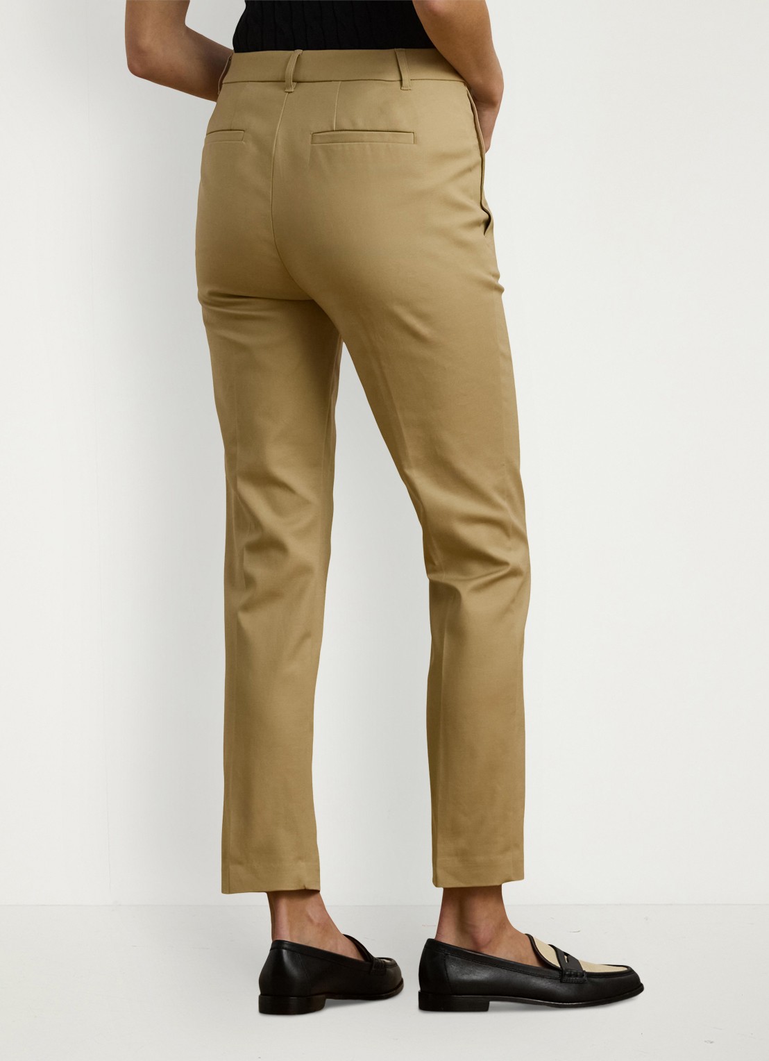 Ralph Lauren High waist slim fit cropped pantalon met steekzakken - achterkant 5 birch tan / beige