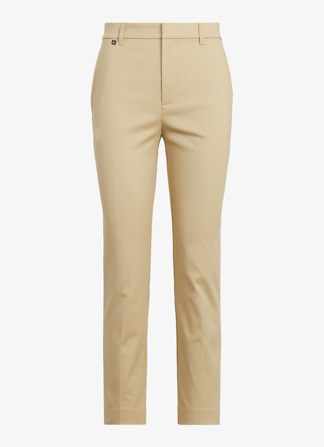Ralph Lauren High waist slim fit cropped pantalon met steekzakken - voorkant 3 birch tan / beige