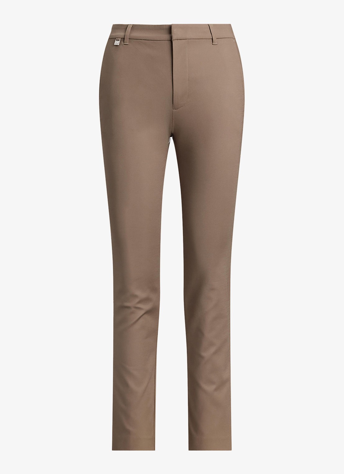 Ralph Lauren High waist slim fit cropped pantalon met steekzakken - voorkant 2 taupe brown / taupe