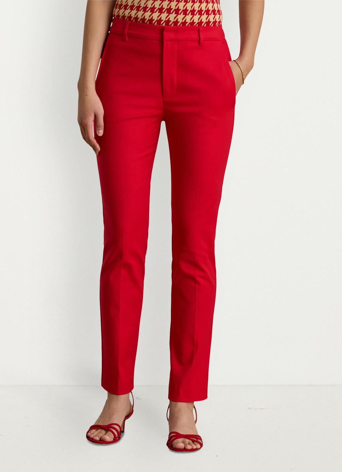 Ralph Lauren High waist slim fit cropped pantalon met steekzakken - detail 3 rood