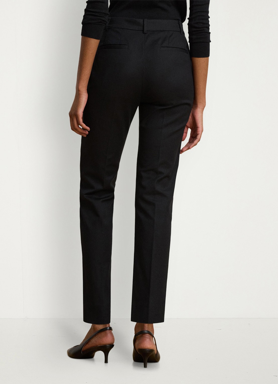 Ralph Lauren High waist slim fit pantalon met steekzakken - detail zwart