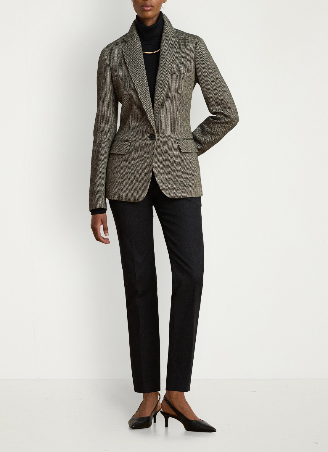 Ralph Lauren High waist slim fit pantalon met steekzakken - voorkant 5 zwart