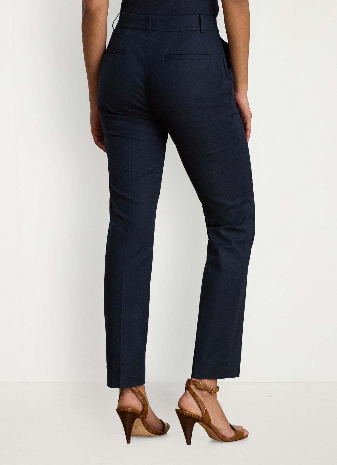 Ralph Lauren High waist slim fit pantalon met steekzakken - achterkant lauren navy / blauw