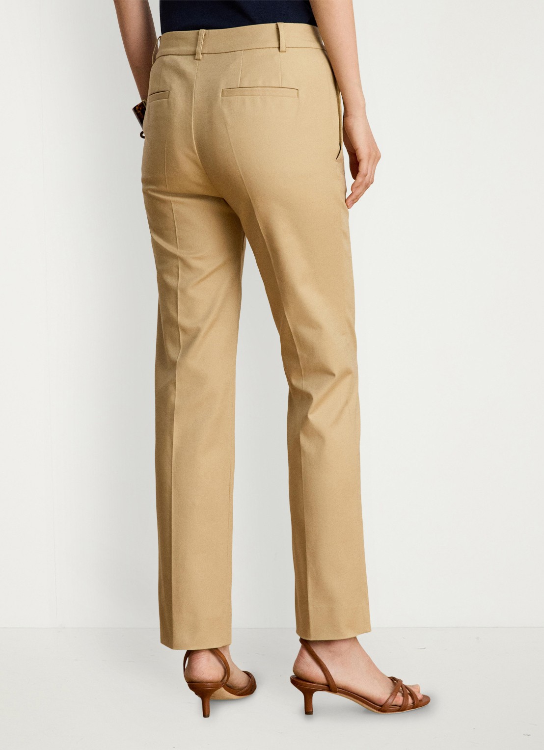 Ralph Lauren High waist slim fit pantalon met steekzakken - achterkant 3 birch tan / beige