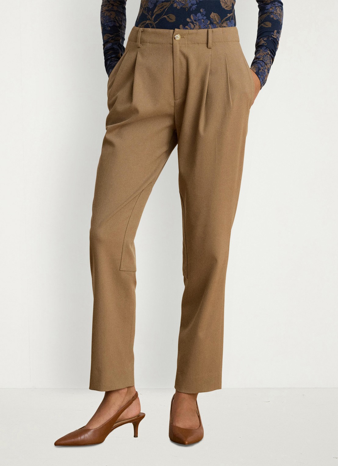 Ralph Lauren High waist slim fit pantalon met steekzakken - detail 4 lauren camel / beige