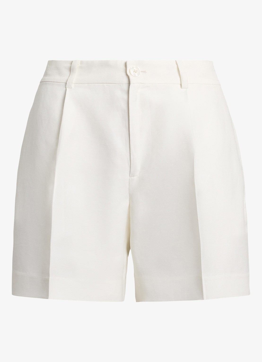 Ralph Lauren High waist straight fit korte broek in linnenblend - voorkant 4 wit
