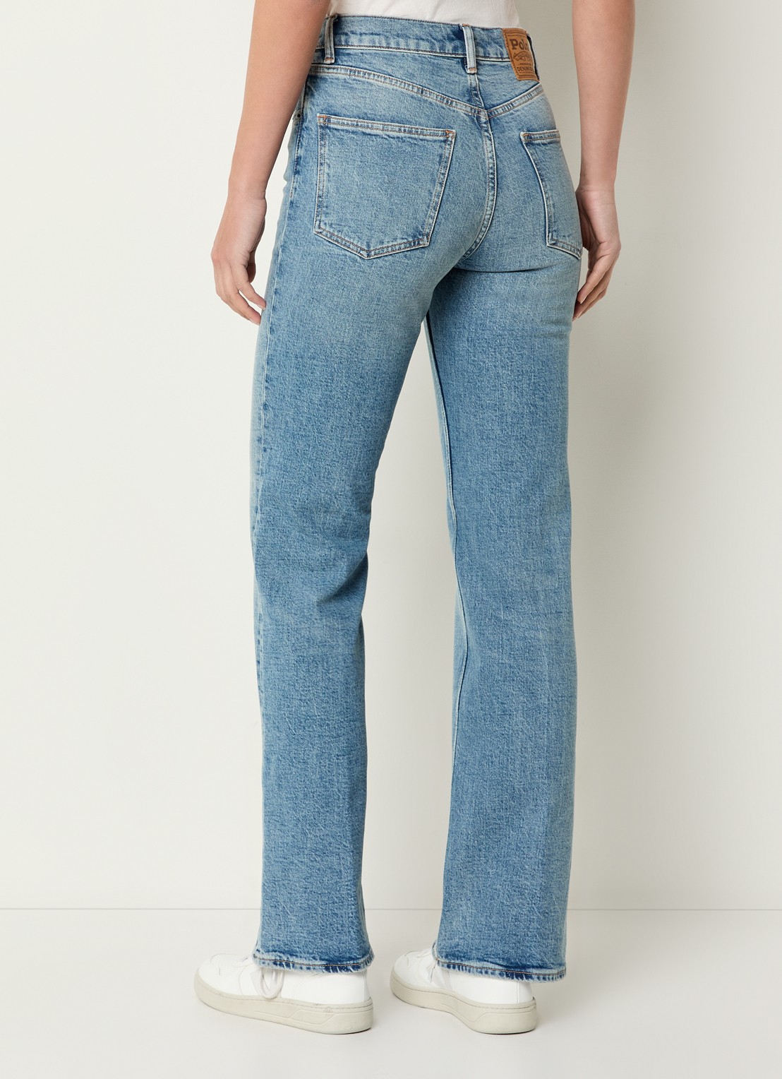 Ralph Lauren High waist straight leg jeans met lichte wassing - achterkant 5 indigo