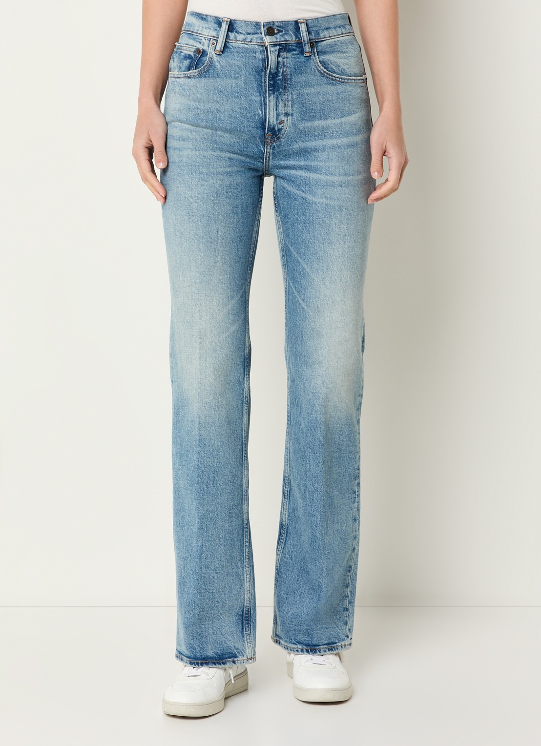 Ralph Lauren High waist straight leg jeans met lichte wassing - detail 3 indigo