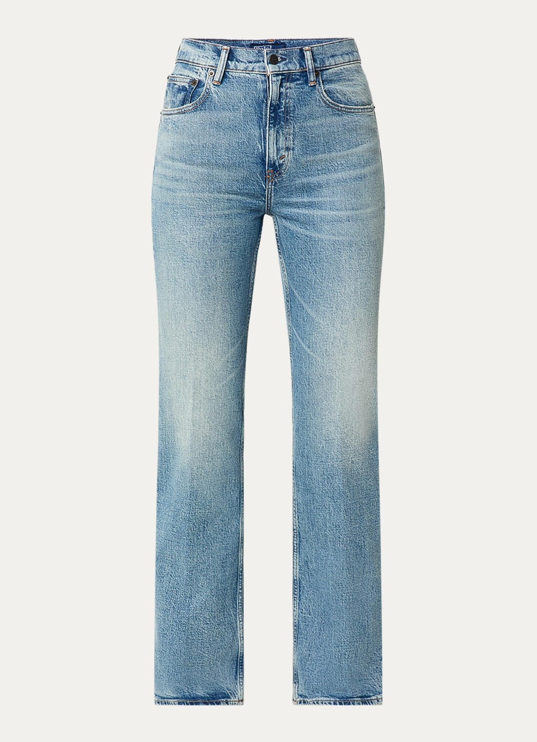 Ralph Lauren High waist straight leg jeans met lichte wassing - voorkant indigo