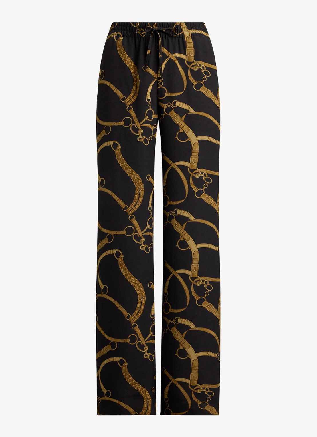 Ralph Lauren High waist wide fit broek met print - voorkant 3 black/tan / zwart