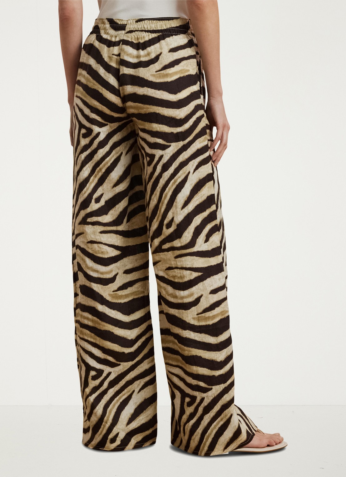 Ralph Lauren High waist wide fit broek met zebraprint - achterkant 3 bruin