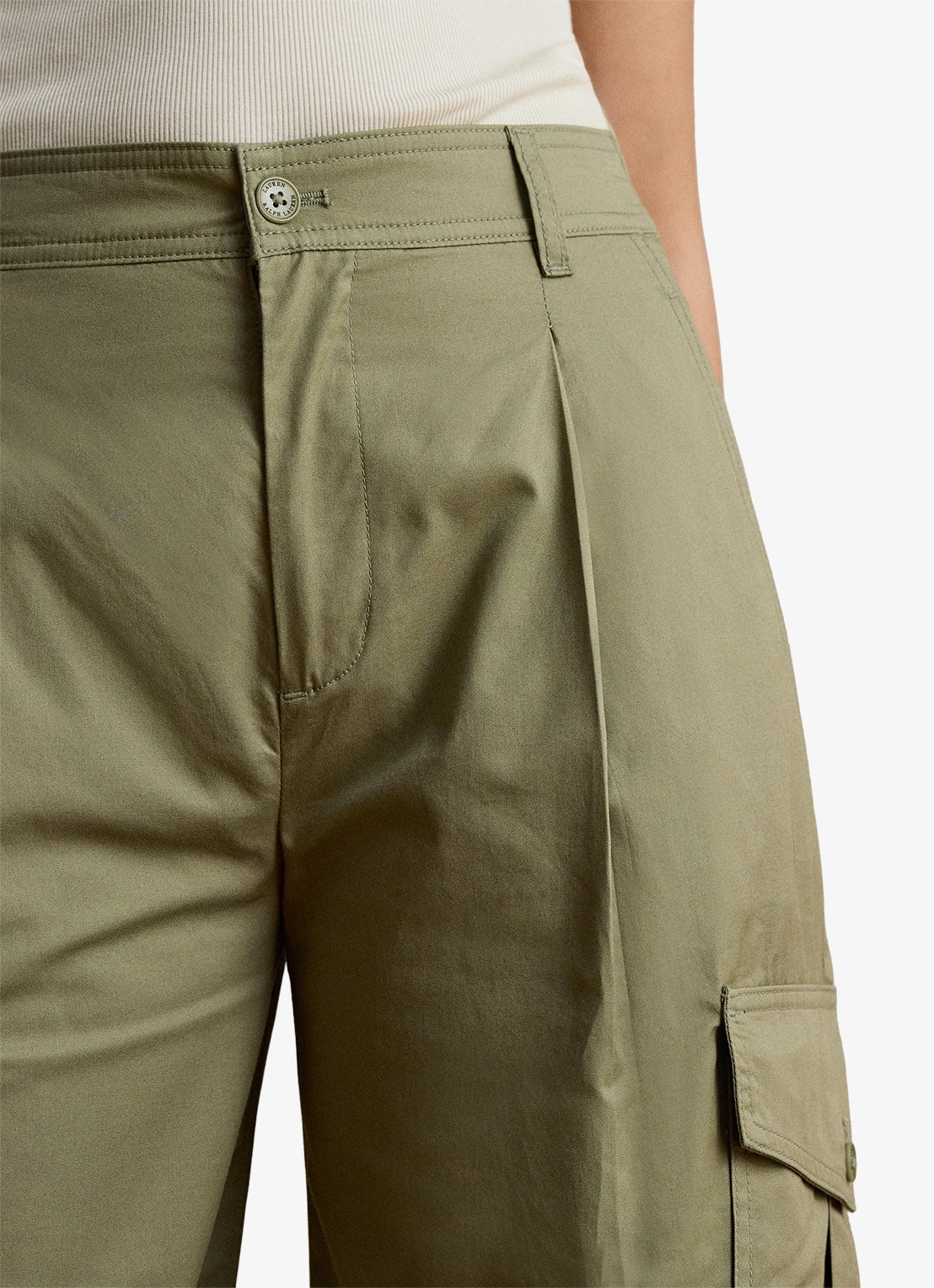 Ralph Lauren High waist wide fit cargobroek met opgestikte zakken - detail 4 light agave / groen