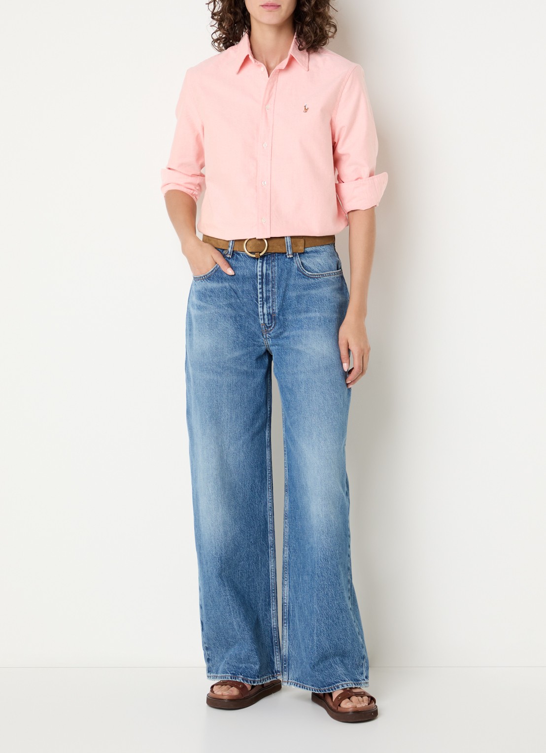 Ralph Lauren High waist wide fit jeans met medium wassing - voorkant 5 indigo