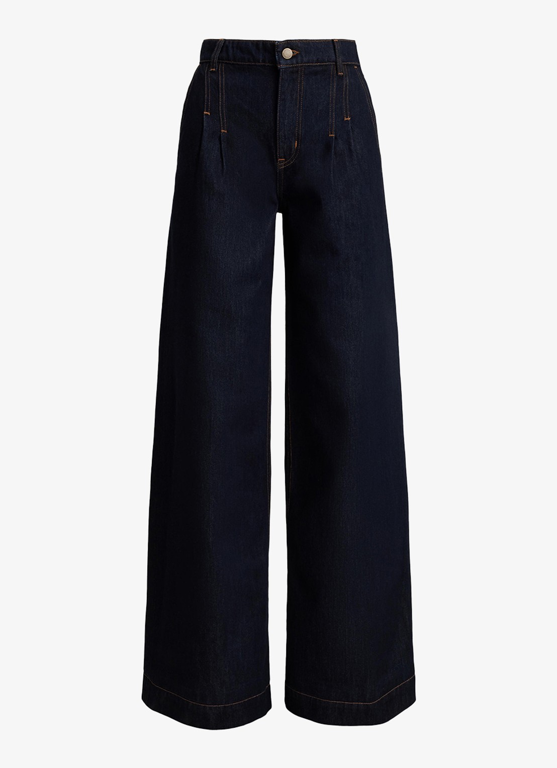 Ralph Lauren High waist wide fit jeans met plooidetails - voorkant 3 donkerblauw