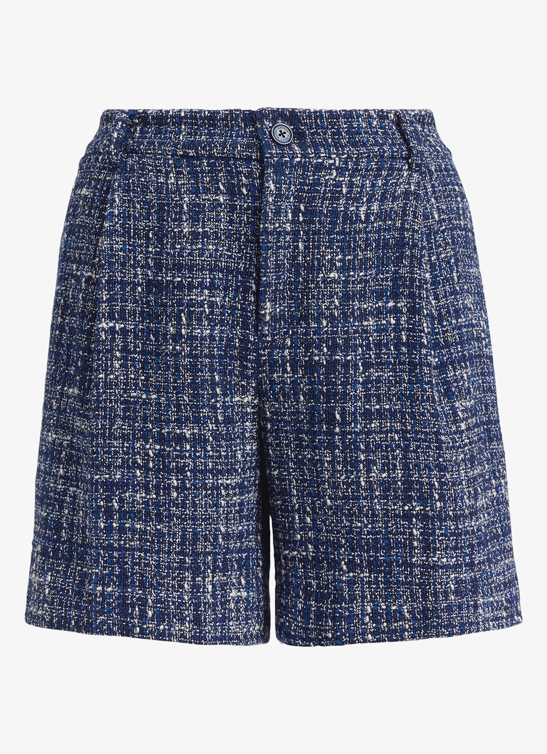 Ralph Lauren High waist wide fit korte broek met tweed-look - voorkant 2 navy blue multi / blauw