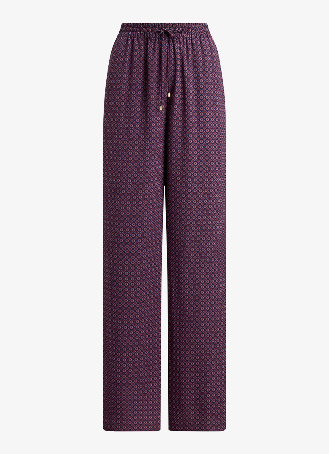 Ralph Lauren High waist wide fit palazzo broek met grafische print - voorkant navy multi / donkerrood