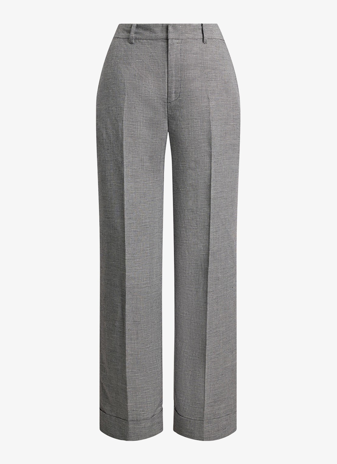 Ralph Lauren High waist wide fit pantalon in linnenblend - voorkant 3 lichtgrijs