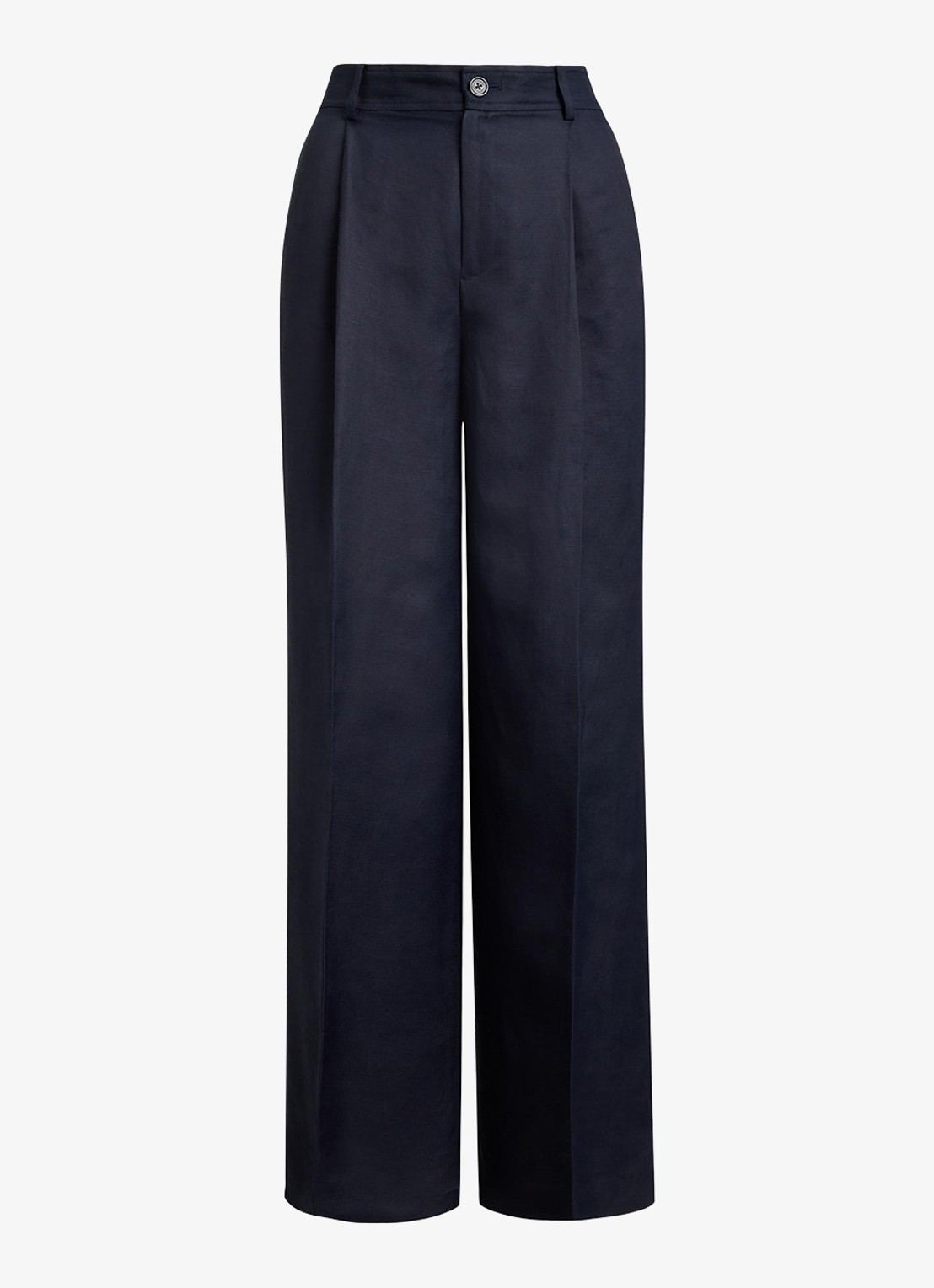 Ralph Lauren High waist wide fit pantalon in linnenblend - voorkant 4 donkerblauw