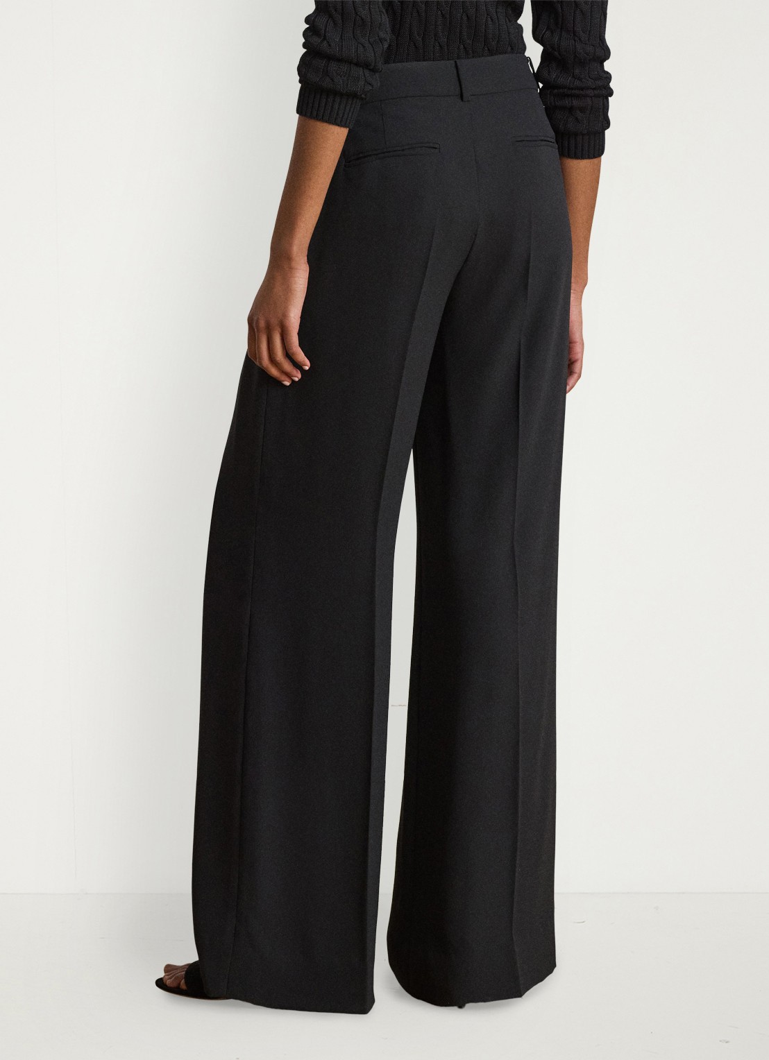 Ralph Lauren High waist wide fit pantalon met steekzaken - achterkant zwart