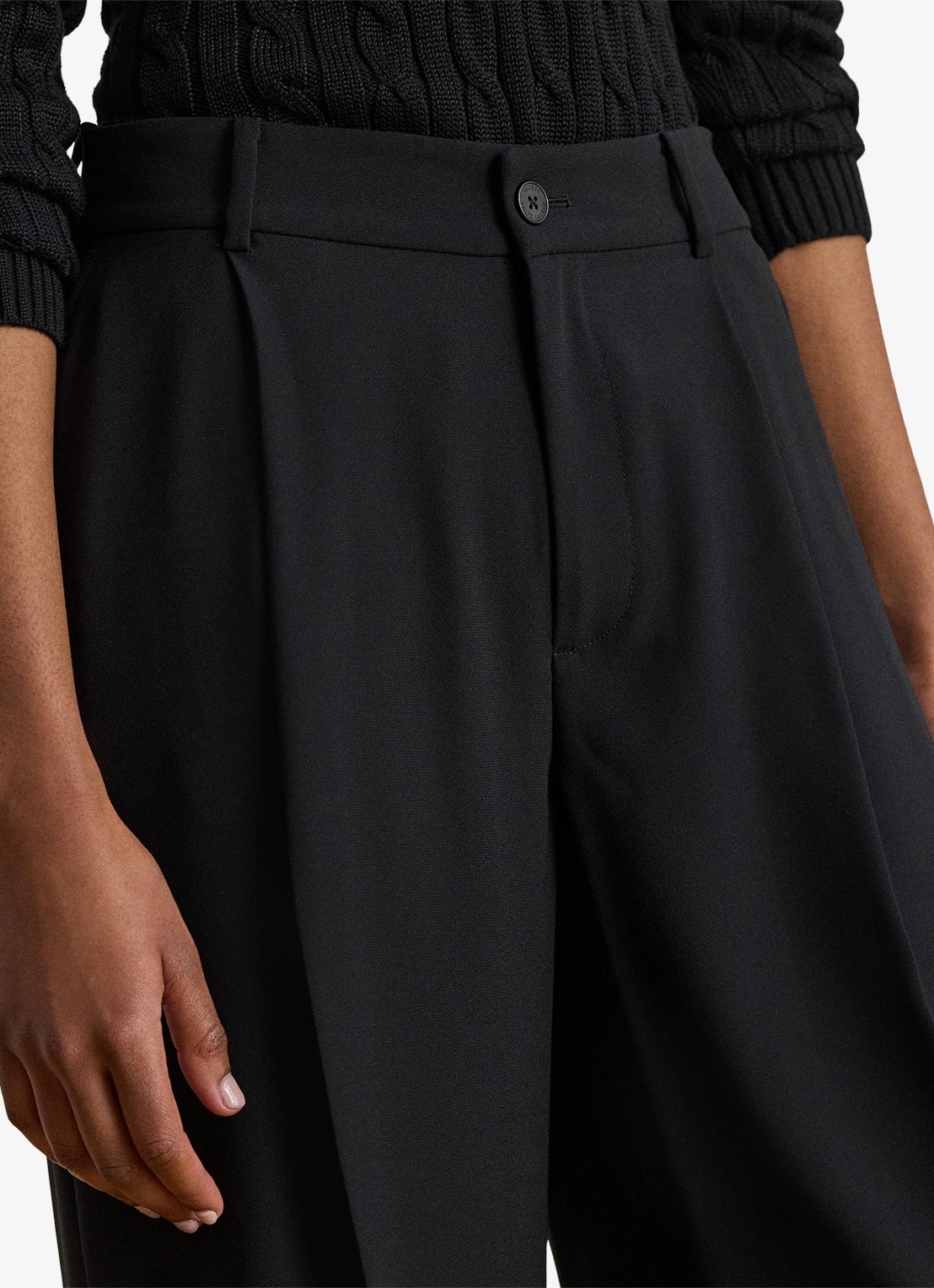 Ralph Lauren High waist wide fit pantalon met steekzaken - detail 3 zwart
