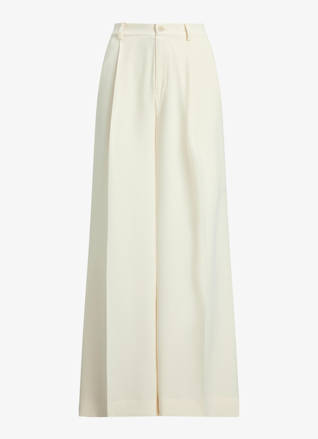 Ralph Lauren High waist wide fit pantalon met steekzaken - voorkant 4 mascarpone crème / crème