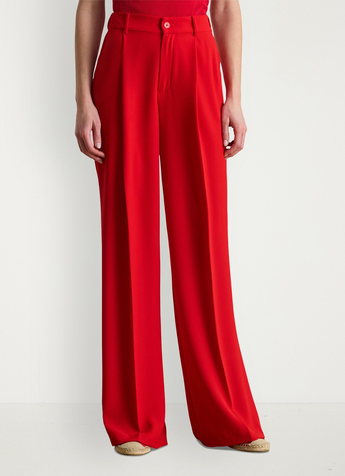 Ralph Lauren High waist wide fit pantalon met steekzaken - detail 4 cruise red 2wr6 / rood