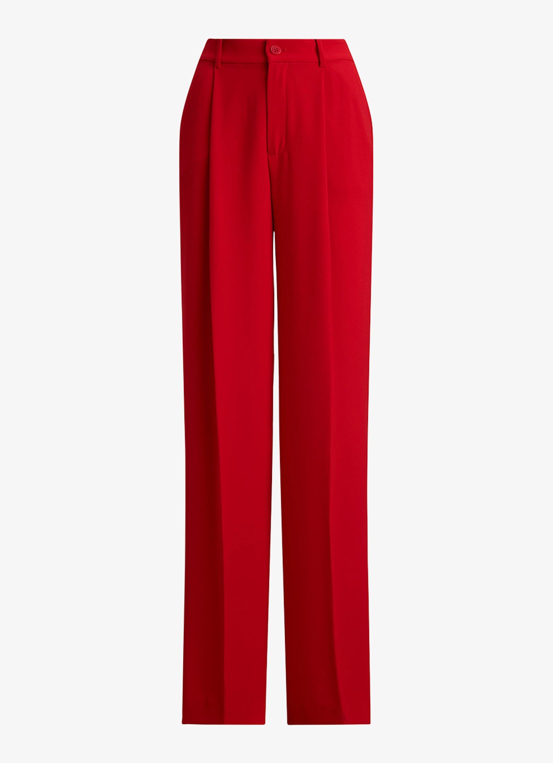 Ralph Lauren High waist wide fit pantalon met steekzaken - voorkant 2 cruise red 2wr6 / rood
