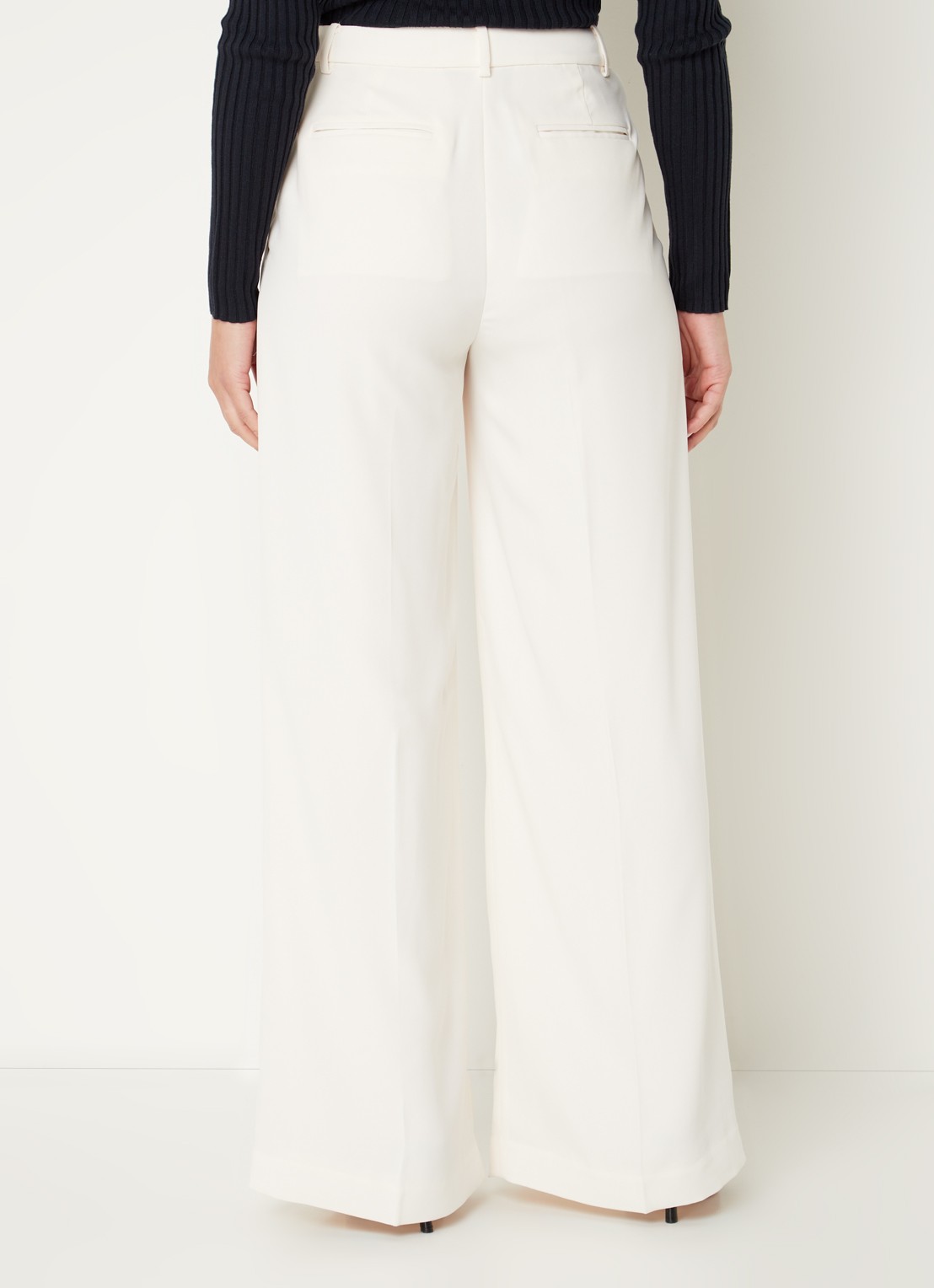 Ralph Lauren High waist wide fit pantalon met steekzakken en persplooi - achterkant 5 creme