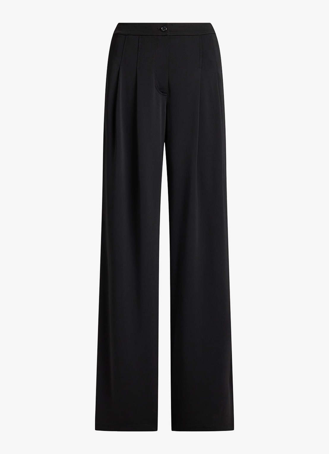 Ralph Lauren High waist wide fit pantalon met steekzakken - voorkant 2 zwart