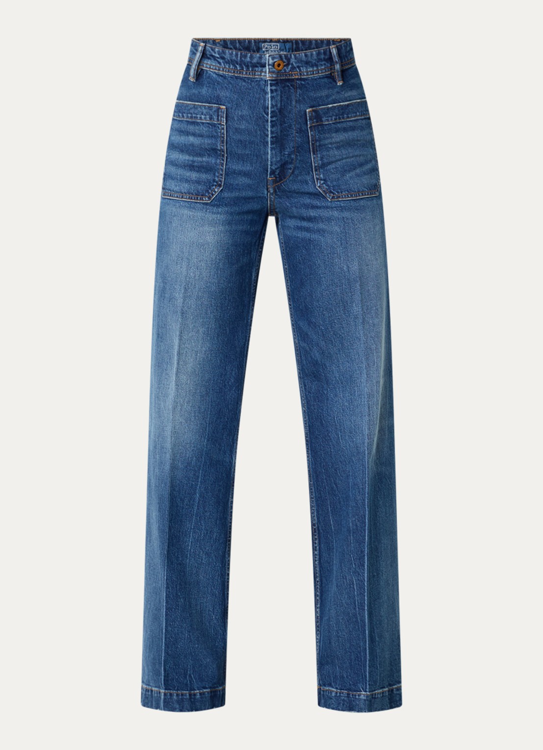 Ralph Lauren High waist wide leg jeans met donkere wassing - voorkant 2 indigo
