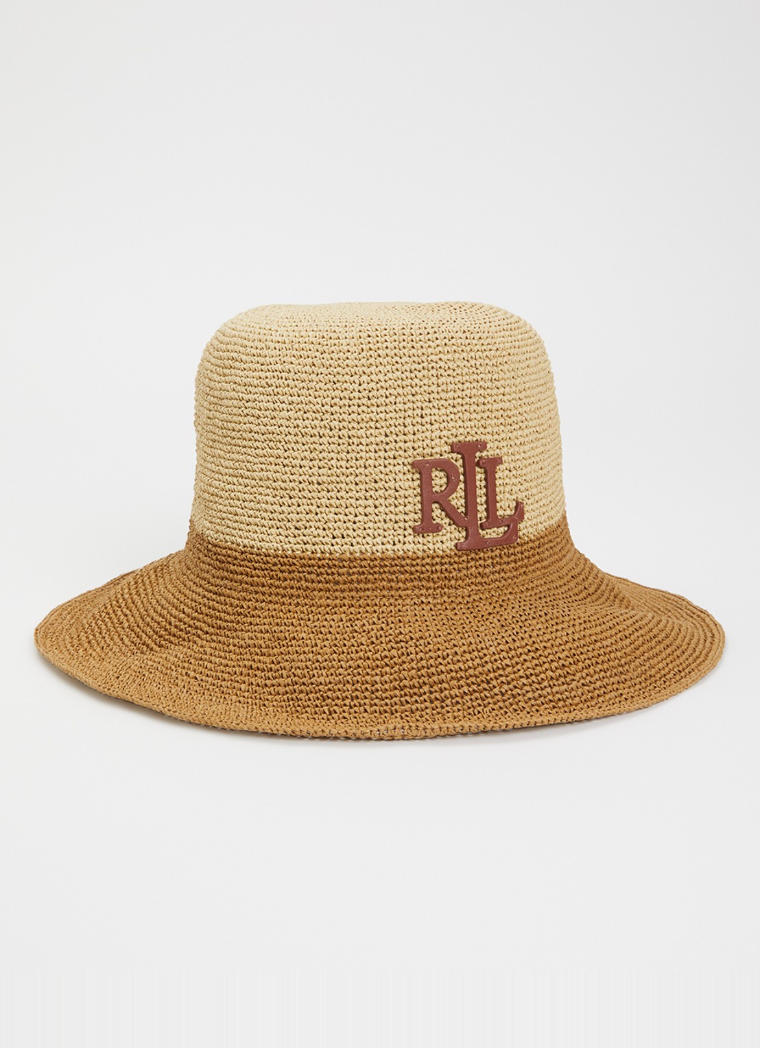 Ralph Lauren Hoed van stro met logo  - voorkant bruin
