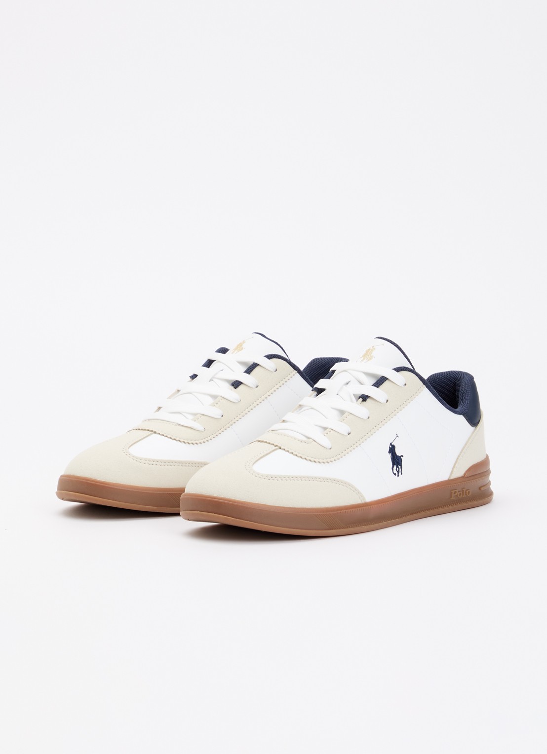 Ralph Lauren Hollis sneaker met logo - voorkant 4 wit