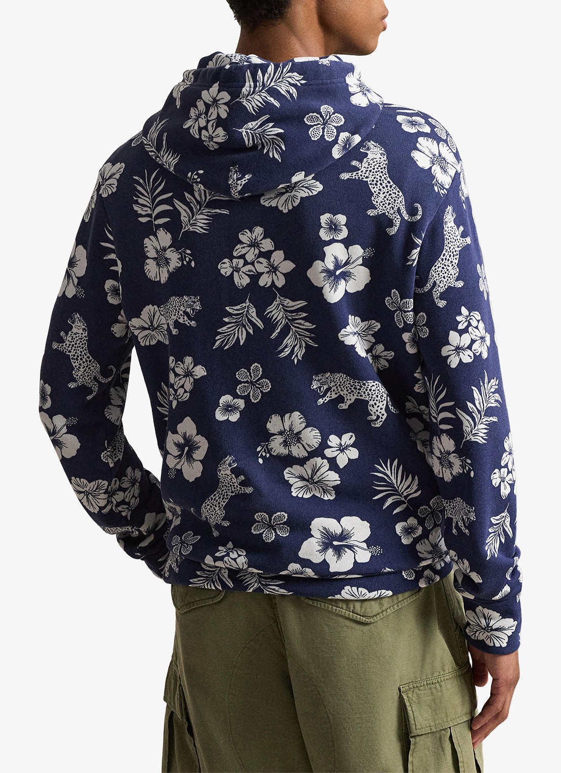 Ralph Lauren Hoodie met bloemenprint en kangoeroezak - achterkant donkerblauw