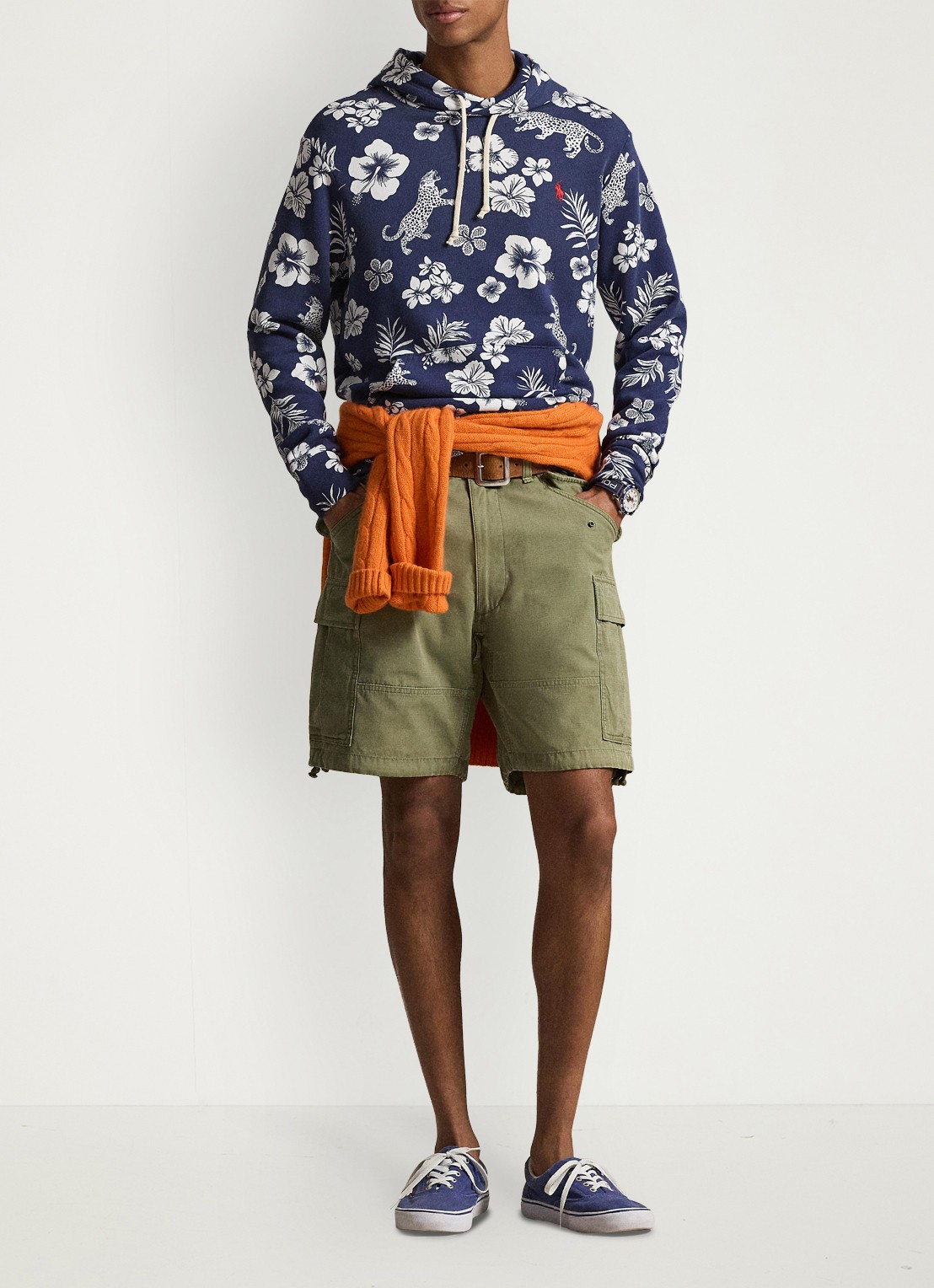 Ralph Lauren Hoodie met bloemenprint en kangoeroezak - detail 5 donkerblauw