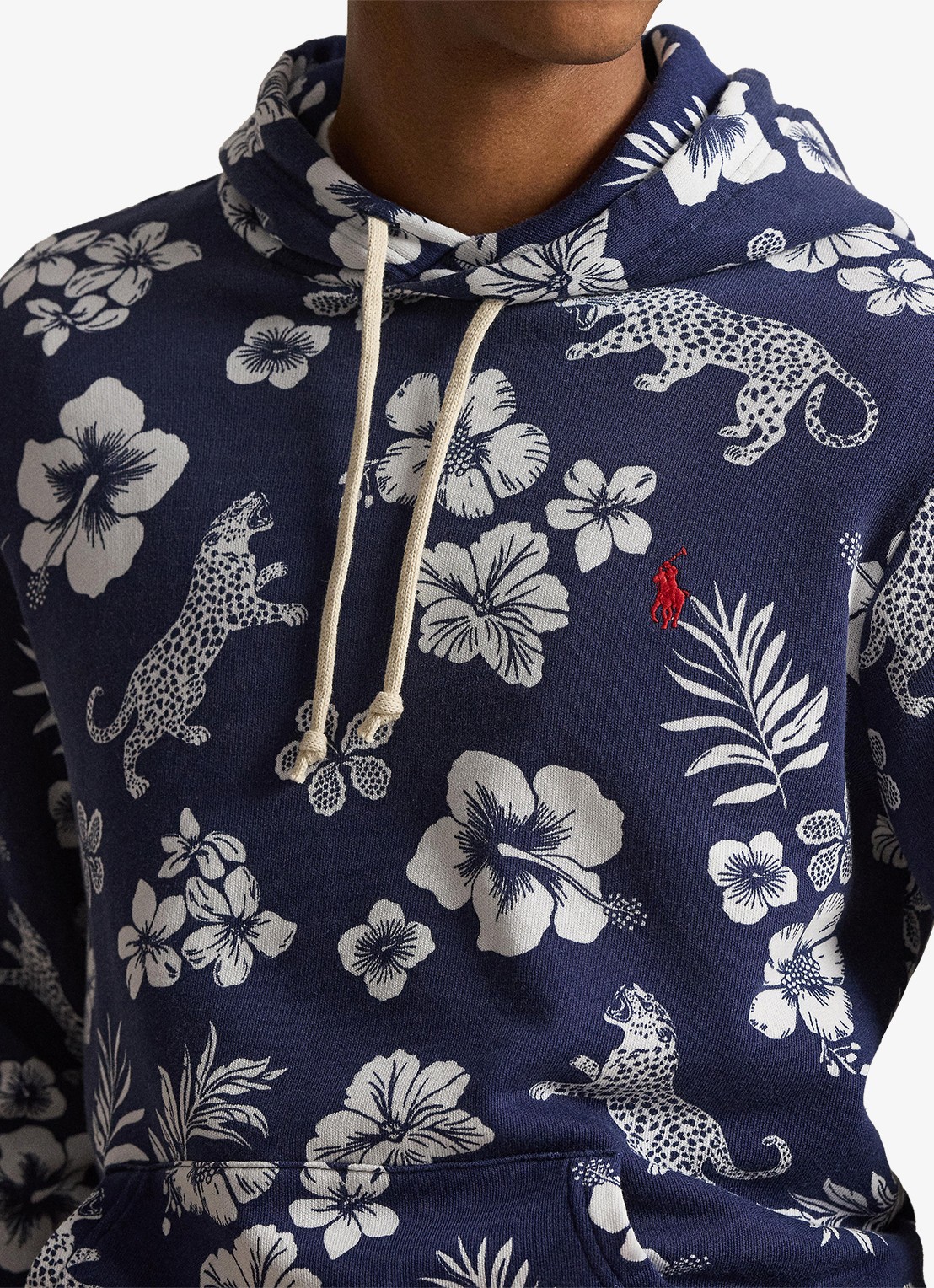 Ralph Lauren Hoodie met bloemenprint en kangoeroezak - voorkant 4 donkerblauw