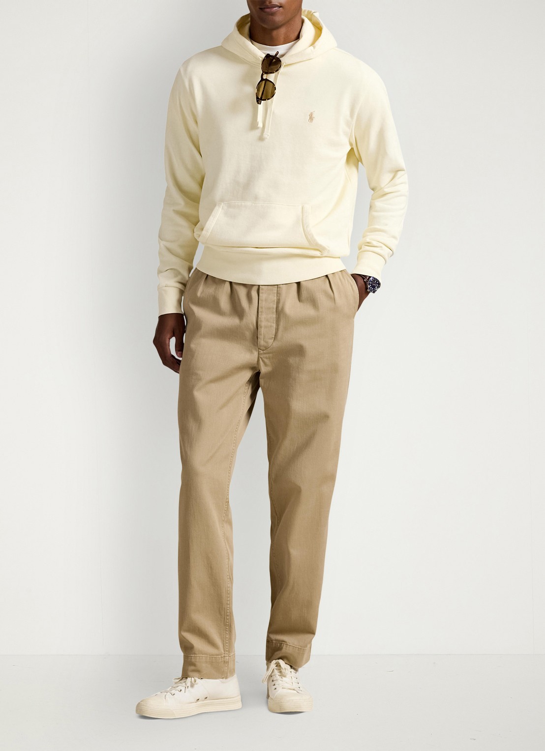 Ralph Lauren Hoodie met kangoeroezak - voorkant 2 clubhouse cream / creme