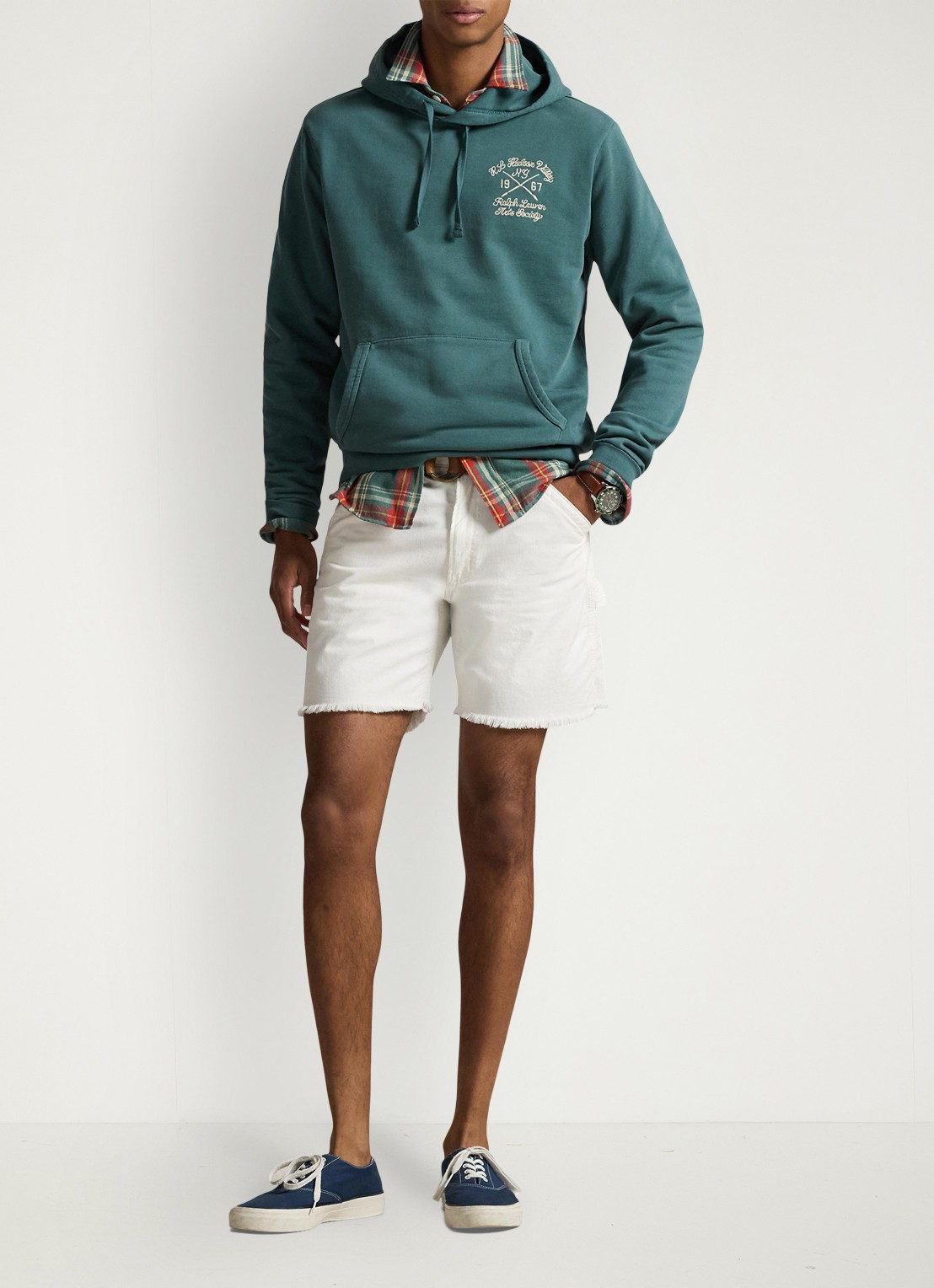 Ralph Lauren Hoodie met kangoeroezak - voorkant 4 charter green / groen