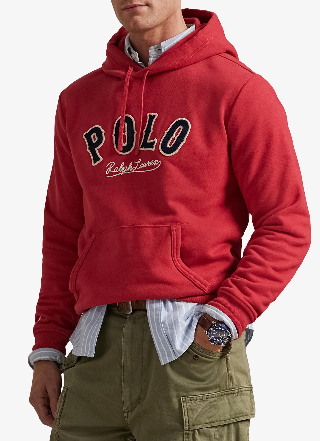 Ralph Lauren Hoodie met logo - detail sunrise red / rood