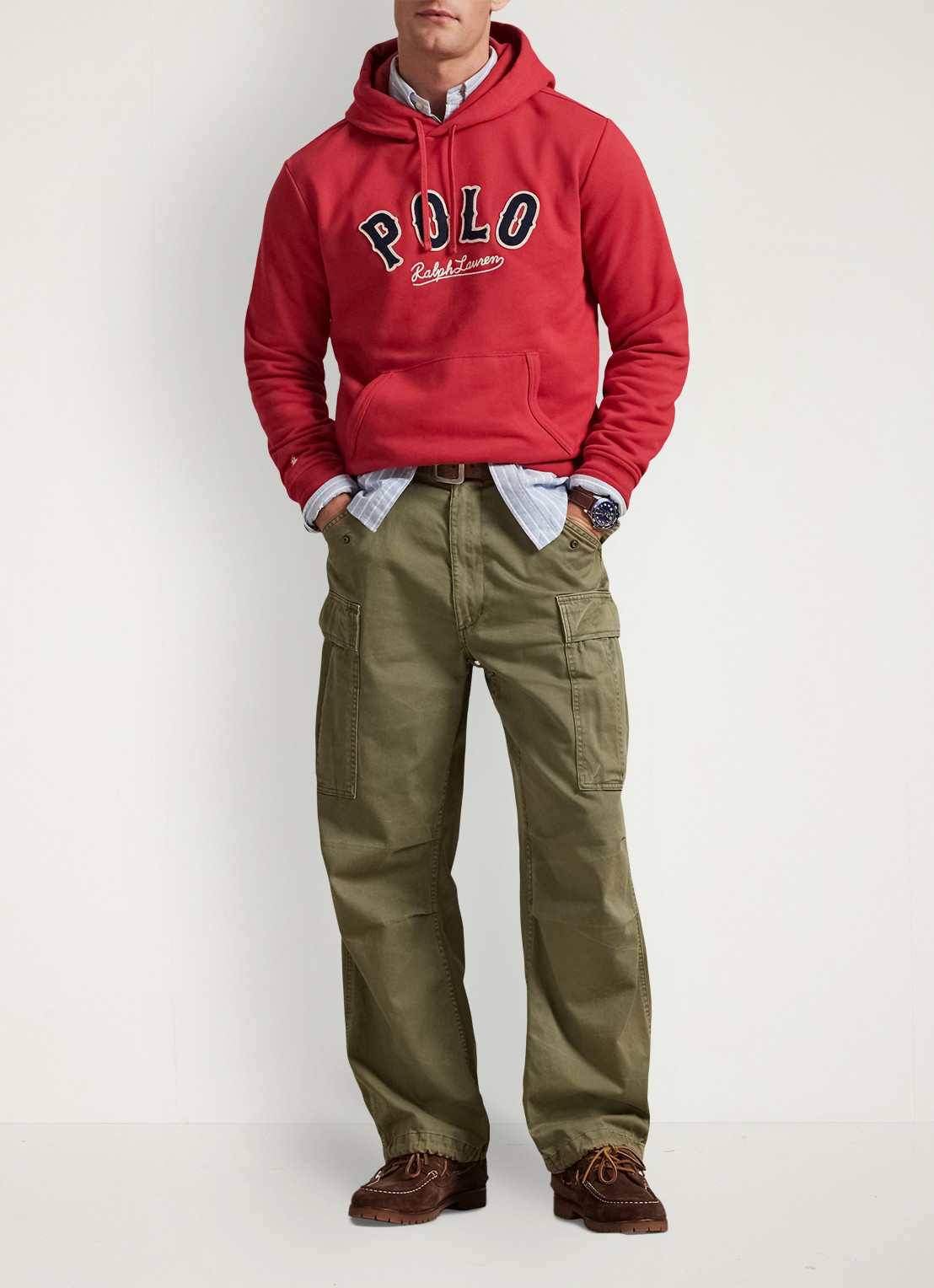 Ralph Lauren Hoodie met logo - voorkant 4 sunrise red / rood