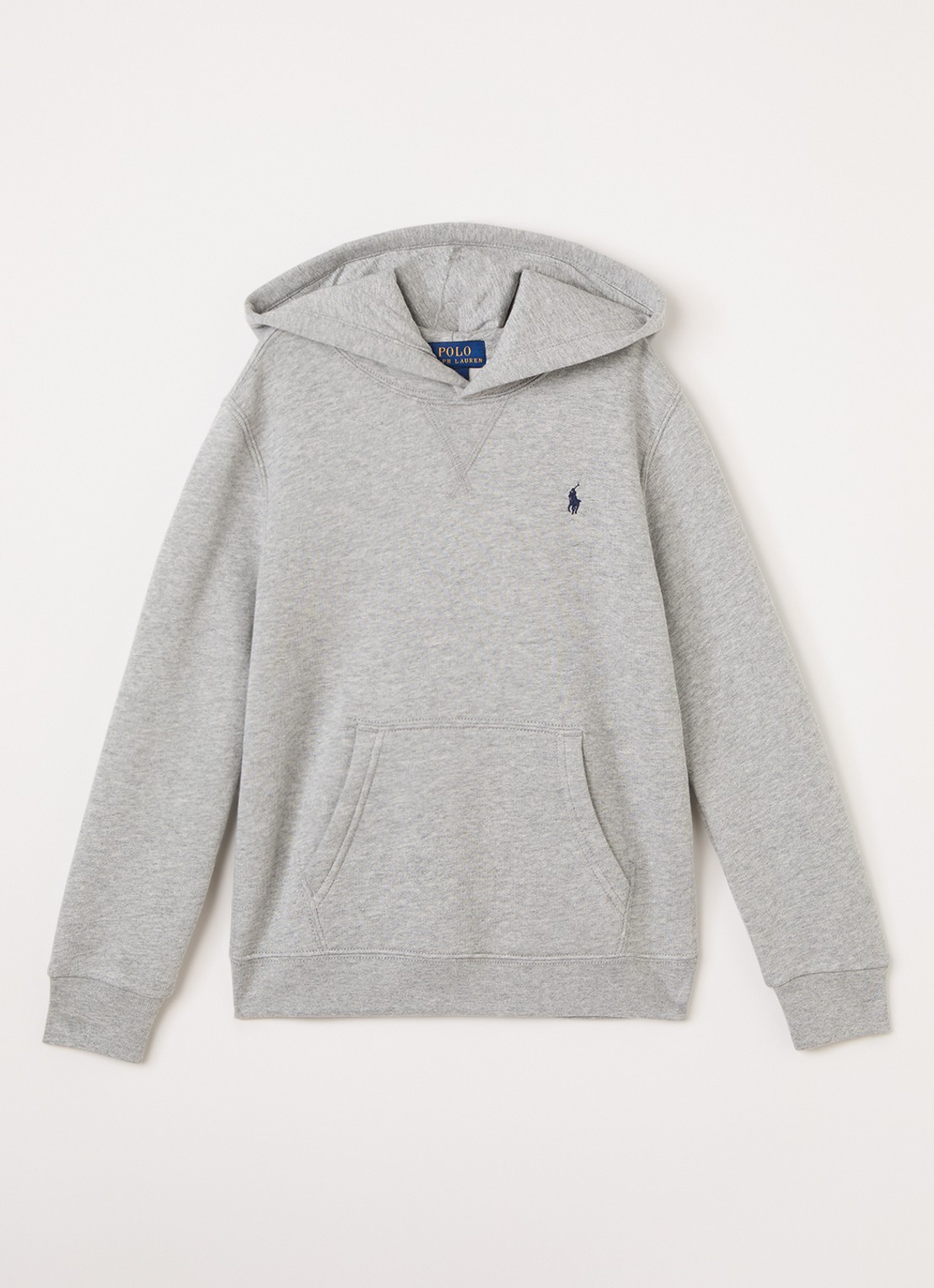 Ralph Lauren Hoodie met logoborduring - voorkant lichtgrijs