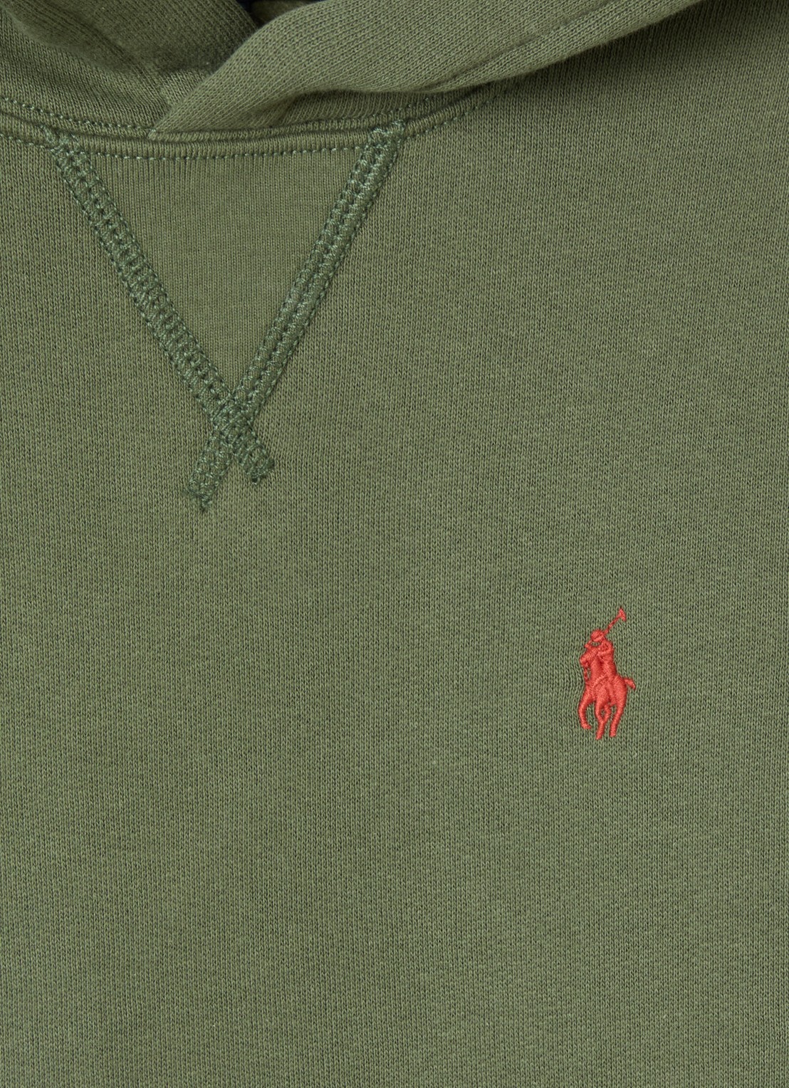 Ralph Lauren Hoodie met logoborduring - detail olijfgroen