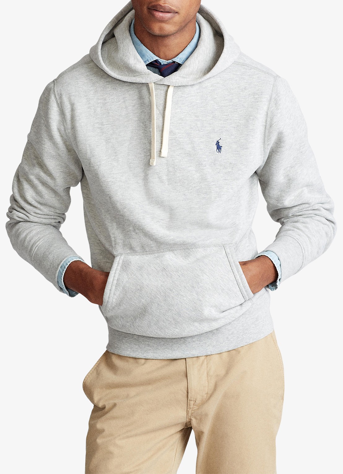 Ralph Lauren Hoodie met logoborduring - voorkant 5 andover heather / grijs