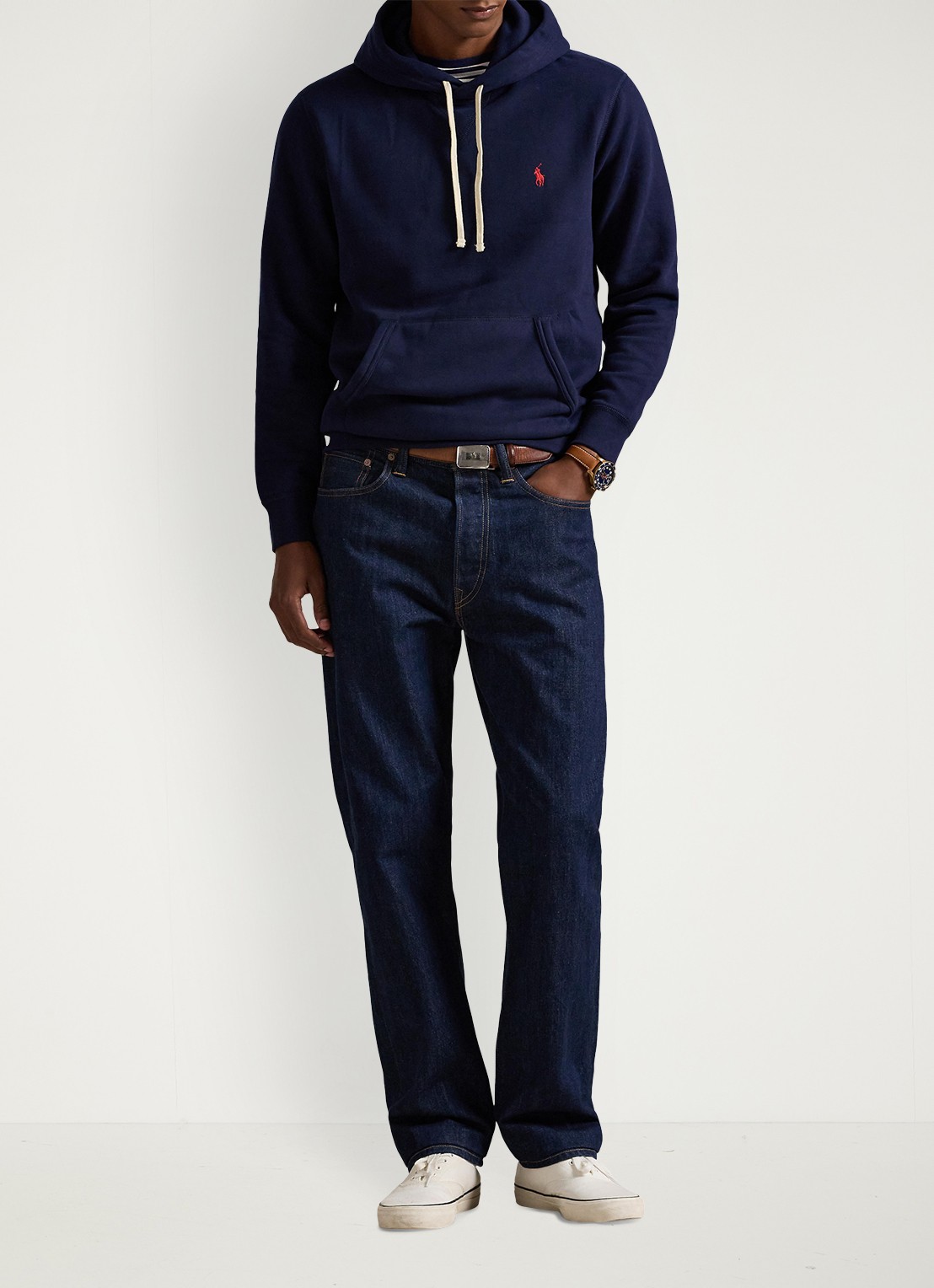 Ralph Lauren Hoodie met logoborduring - voorkant 5 cruise navy / blauw