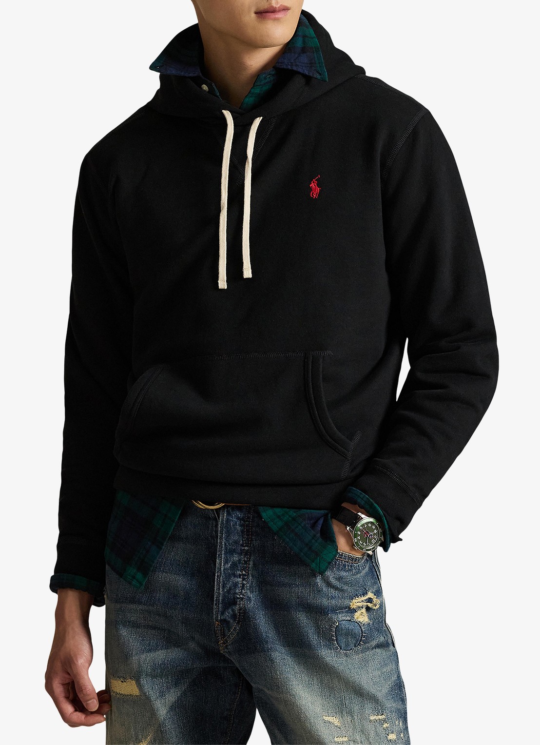 Ralph Lauren Hoodie met logoborduring - detail polo black / zwart